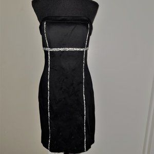 WHBM Black/Patterned Strapeless Dress - 8